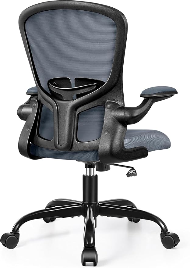 FelixKing Office Desk Chairs, Ergonomic PC Desk Chair with Wheels, Adjustable Lumbar Support and Height, Swivel Computer Chair with Flip-up Armrests, Ergo Mesh Backrest for Working(Dark Gray)