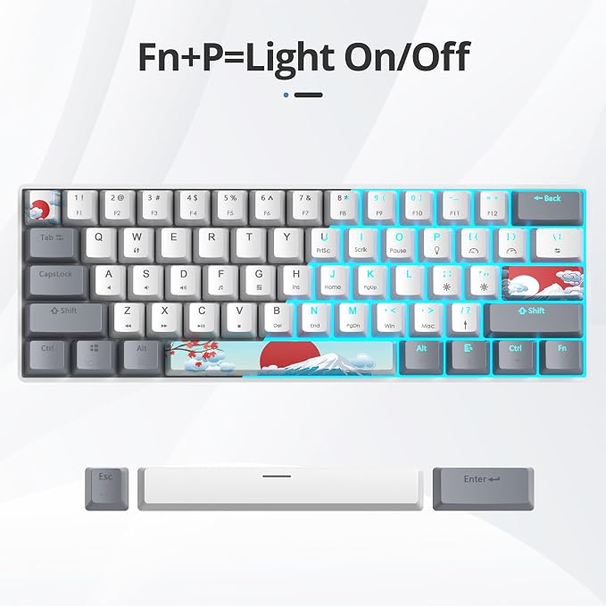 60 Percent Gaming Keyboard 61 Keys Wired Mechanical Keyboard Ultra Compact Key Board Red Switch LED Backlit for Windows Laptop Gamer