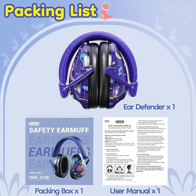 Noise Cancelling Headphones for Kids Adults: 27SNR Adjustable Ear Muffs for Noise Reduction- Kids Ear Protection for Monster Jam, Airplane, Fireworks, Concerts and Sports Events