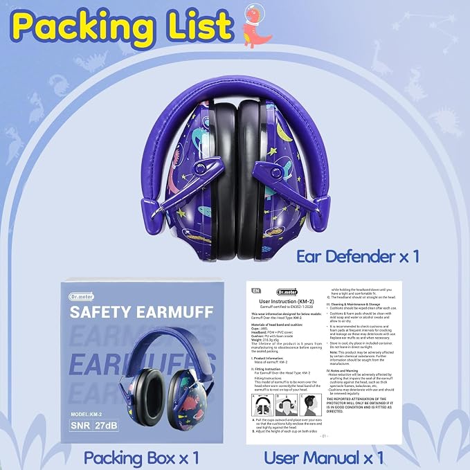 Dr.meter Noise Cancelling Headphones for Kids Adults: 27.4dB Noise Reduction Ear Muffs Kids Ear Protection Earmuffs for Toddler Monster Jam, Airplane, Fireworks, Concerts and ADHD Autism Sensory