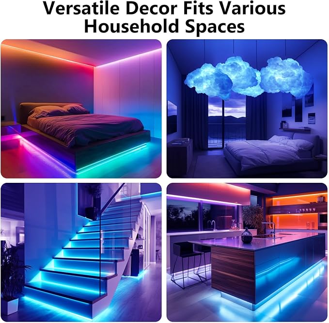 DAYBETTER LED Strip Lights 110ft, Smart Lighting Strips with App Remote Control, RGB Music Sync Color Changing Lights for Bedroom Kitchen Party Home Decor Luces led para cuarto (1 Roll)