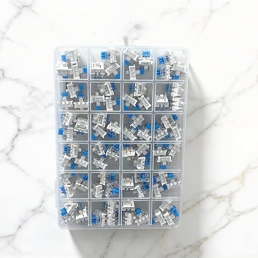 120 PCS Mechanical Keyboard Replacement Blue Switches, 3 pin Clicky/50gf Accurate Typing/Dustproof switches for LED Gaming Keyboard/3D Prints