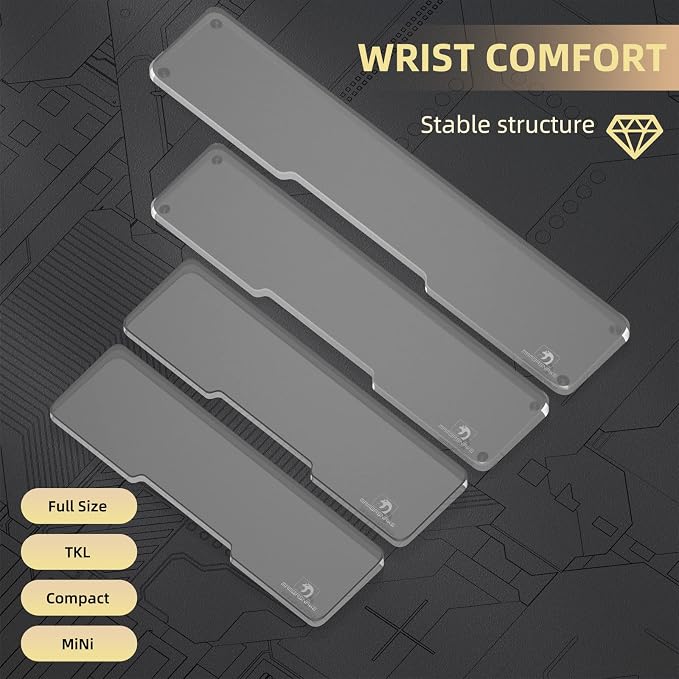 Acrylic Keyboard Wrist Rest - Compact 60% Keyboard- Mechanical Keyboards Ergonomic Palm Rest for Computer Keyboard,Anti-Slip Base,Wrist Pad for Laptop,Office & Home-Easy Typing