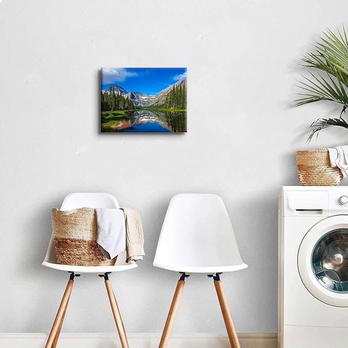 Colorado Wall Art Banff Mountain Picture Wall Decor Canvas Prints for Living Room National Park Scenery Poster Photography 12x16", Pine Tree Forest Lake Landscape Painting Artwork Home Decorations