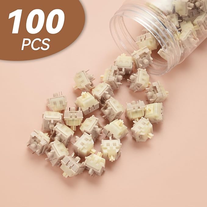 ELUTENG Brown Mechanical Keyboard Switches 100 Pieces 48gf Tactile Switches for Gaming Mechanical Keyboards 5 Pins POM Stem Pre Lubed Key Switches Compatible with MX Keyboard