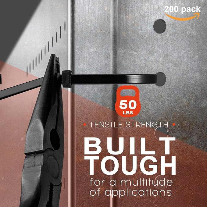 200 Pack 3/4" Zip Tie Adhesive Mounts Self Adhesive Cable Tie Base Holders with Multi-Purpose Tie wire clips with screw hole,Anchor stick on wire holder,Black