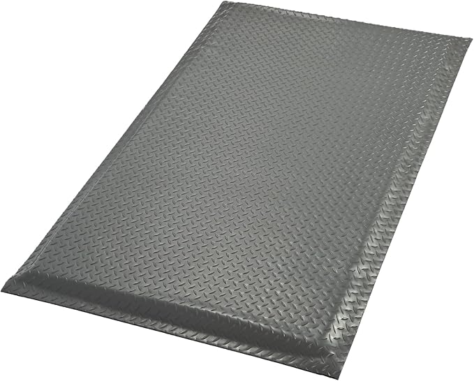 Anti Fatigue Mats Industrial 2' x 6' 15/16" Thick Ergonomic Standing Mat Commercial Kitchen Mat Heavy Duty Diamond Plate Shop Floor Mats Helps Relieve Back and Leg Soreness, Grey
