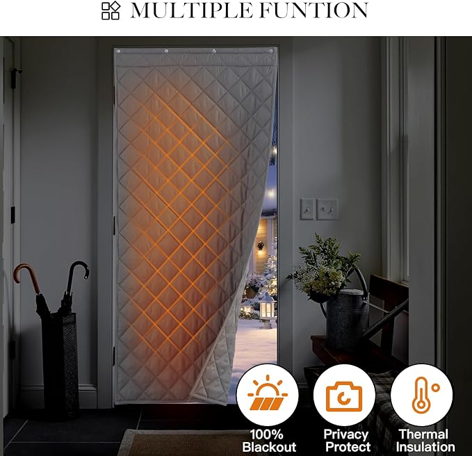 RYB HOME Summer Heat Blocking Thick Quilted Insulated Curtains, Thermal Insulated Curtains Room Divider for Energy Saving Window Treatment for Bedroom Living Room, W42 x L86, Grey, 1 Panel