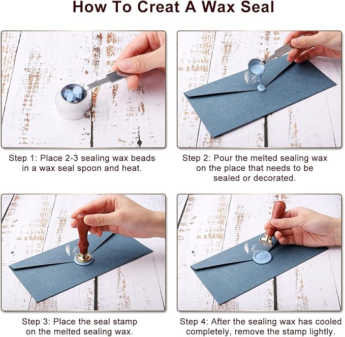 Yoption Wax Seal Stamp Gift Box Kit, 6 Pieces Flowers and Animals Sealing Wax Stamp Heads with 1 Wooden Hilt Set for Wedding Invitation Envelopes Card Gift (Natural Series)