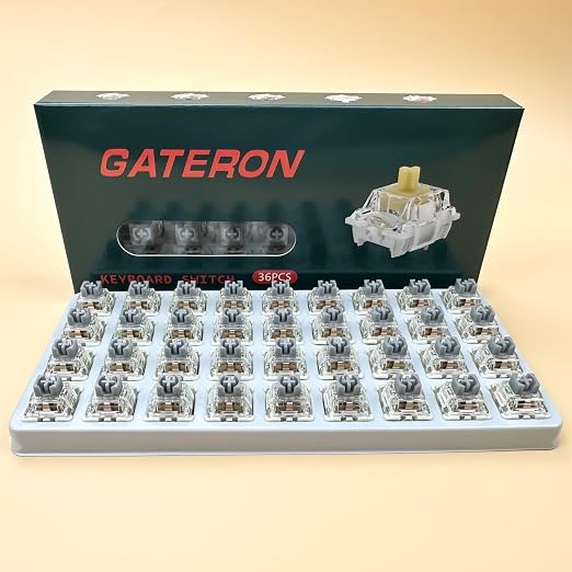 Zjmehty Gateron G Pro 3.0 Speed Sliver Switches for Mechanical Keyboard,3-Pin 45gf Linear/Pre-Lubed/Pin-Enhanced Switches(36pcs,Sliver,3-Pin)