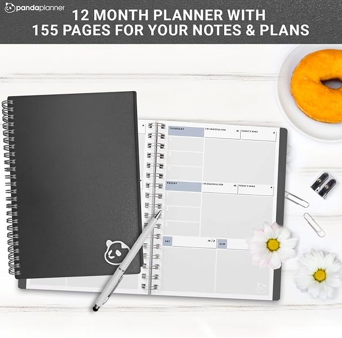 Panda Planner 2026 Undated Weekly Planner – Spiral Bound 5.75" x 8.25" with 52 Weeks, Habit Tracker & Weekly To-Do Lists – Productivity Planner & Academic Organizer for Home, Office & School (Black)