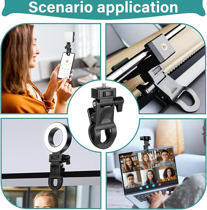 Selfie Phone Light Clip – Portable Clip-On Light for Phone, Camera, Laptop, Webcam, Tripod with 1/4" Thread Mount, Compatible for Zoom or Video Call