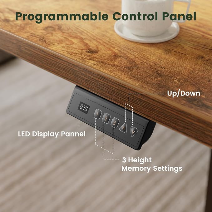 CubiCubi Standing Desk, 40 x 24 Inches Electric Height Adjustable Computer Desk, Sit Stand up Home Office Desk with Memory Presets, Rustic Brown