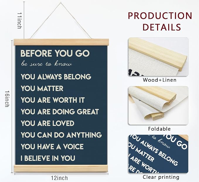 Mental Health Positive Affirmations Inspirational Wall Art Decor, Therapist Nurse Office Signs Wall Art Decor For Office Kids Teen Girls Room Bedroom Playroom Wall Decor Wood Posters Framed(navy)