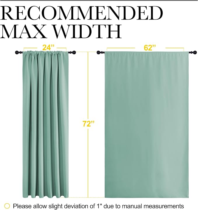 NICETOWN 2 Panels Blackout Curtains, Rod Pocket Window Curtains Room Darkning Drapes for Bedroom/Living Room, Thermal Insulated Solid Draperies for Home Office/Study, 62 by 72-Inch, Aqua
