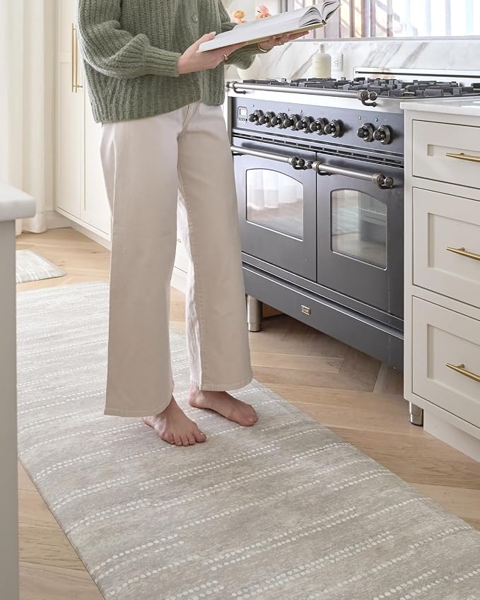 House of Noa Nama Standing Mat – Anti-Fatigue Kitchen Mats for Floor, Cushioned & Non-Slip Kitchen Comfort Mat for Standing, Thick Foam Anti-Fatigue Mat for Kitchen & Workspaces, Aspen Reed 22" x 54"