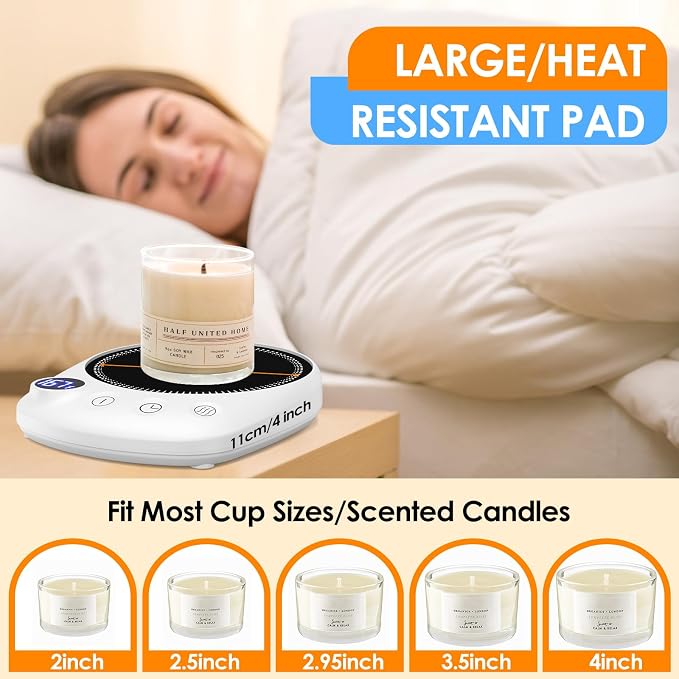 Coffee Mug Warmer - Fastest Heating & Highest Temperature, Coffee Cup Warmer for Desk Auto Shut Off, 4 Temp Settings & 1-12H Timer, Smart Electric Beverage Warmer for Coffee, Tea (White)
