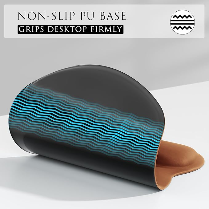 MROCO Ergonomic Mouse Pad with Gel Wrist Rest, Smooth Wrist Support Surface, Non-Slip PU Base for Pain Relief, Comfortable Mousepad for Computer, Laptop, Office & Home, 9.4 x 8.1 in, Coffee Brown