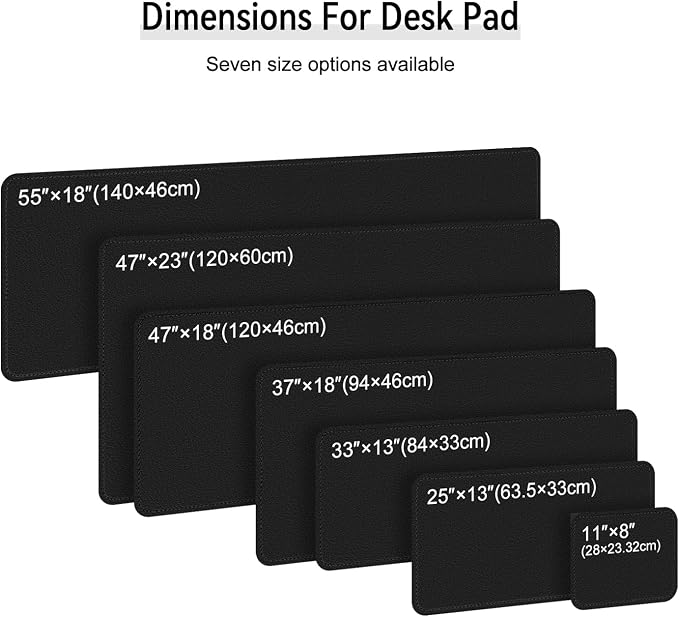 Dual Sided Leather Desk Mat - Waterproof Desk Pad - Ideal for Large Mouse Pad and Desk Mats on Top of Desks (Black, 33"*13")