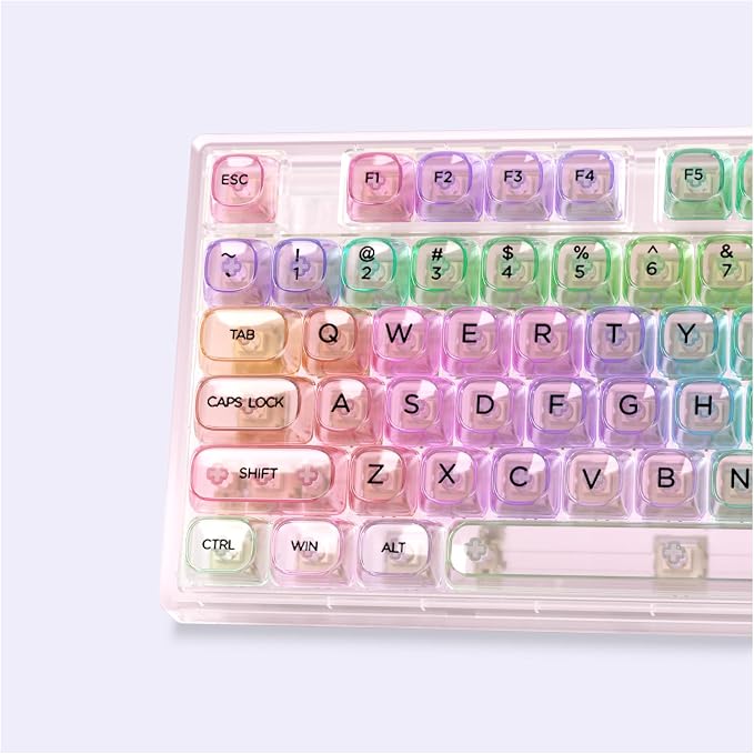 OHY XVX Macaron Balloon Pastel Gradient Transparent Keycaps, MOA Profile 125 Keys PC Shine-Through Keycaps for MX Mechanical Keyboards