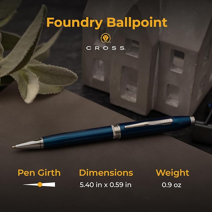 Cross Foundry Ballpoint Pen, Translucent Blue, Custom Engraved — Graduation, Promotion, Onboarding, or Corporate Team Gift
