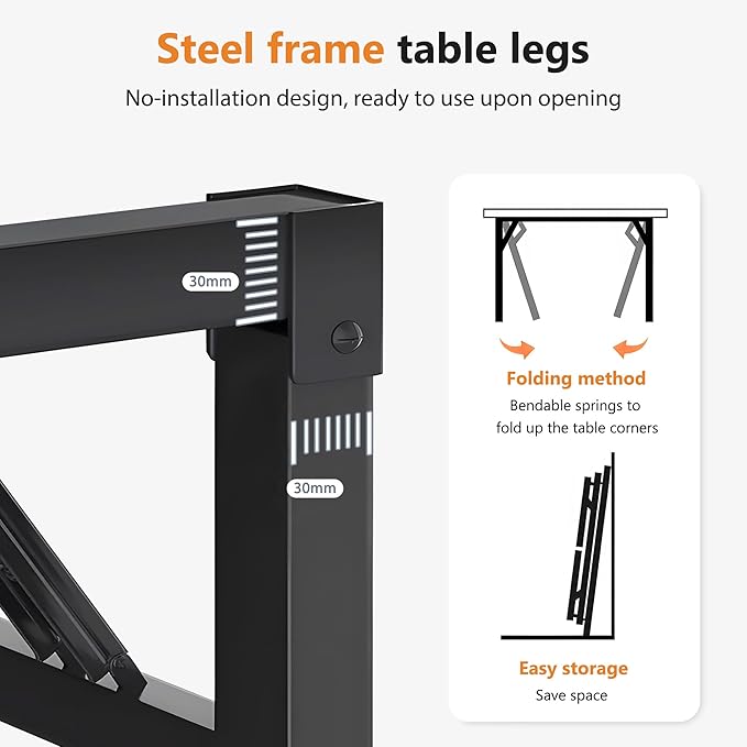 DlandHome Computer Desk, 59.8Inch Office Desk Computer Table, Study Writing Study Desk for Home Office, Black and Black