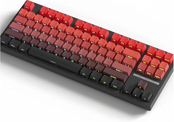 dagaladoo Double Shot PBT Keycaps Set, Shine Through Keyboard keycaps,Side Printed Custom Key caps 60% 75% 100%,OEM Profile Japanese keycap for Mechanical Keyboard MX Switch,Black/red