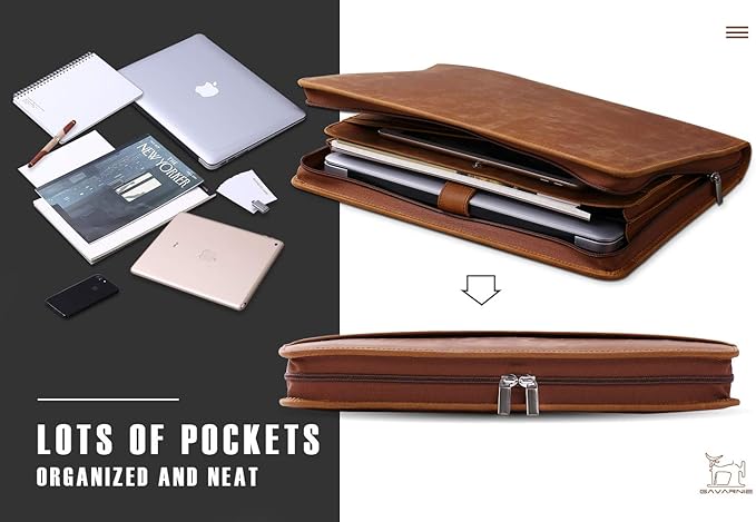 Personalized Leather Portfolio Padfolio for Men, Engraved Gifts for Father's Day for Husband from Wife, Customized Leather Gifts Present for Son/Dad, for Birthday, Brown