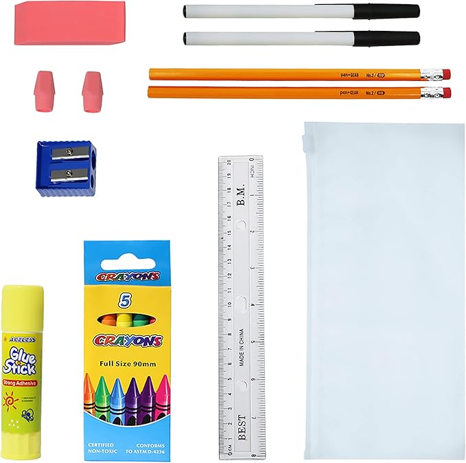 Moda West 17 Inch Bulk Backpacks with School Supplies Kits - Pens, Pencils, Crayons - Case of 12 Wholesale Backpacks Assorted Colors
