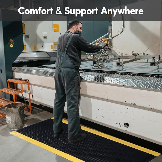 Anti Fatigue Mats Industrial 2' x 7' 15/16" Thick Ergonomic Standing Mat Commercial Kitchen Mat Heavy Duty Diamond Plate Shop Floor Mat Helps Relieve Back and Leg Soreness