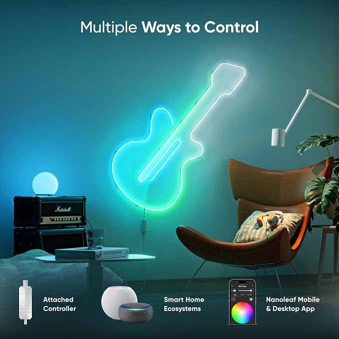 Nanoleaf Essentials LED Rope Light, Smart Neon Rope Light Works with Matter, Alexa, Apple & Google Home, DIY Lightstrip for Wall, Multicolor Lightstrips with Music Sync for Bedroom, 16.4ft