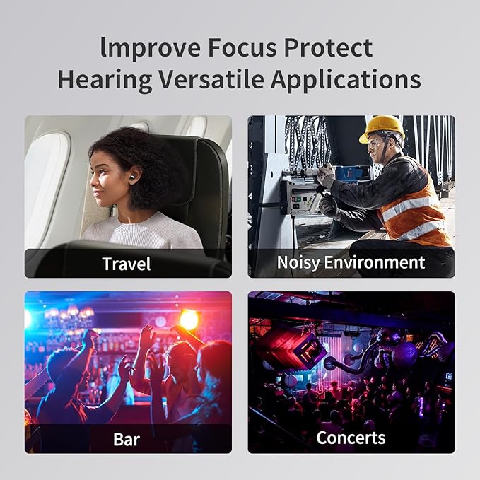 Ear Plugs for Sleeping Noise Cancelling - 45dB Motorcycle Ear Plugs for Noise Reduction - Reusable Silicone Concerts EarPlugs with 8 Ear Tips & Case for for Sleep Work Travel Snoring