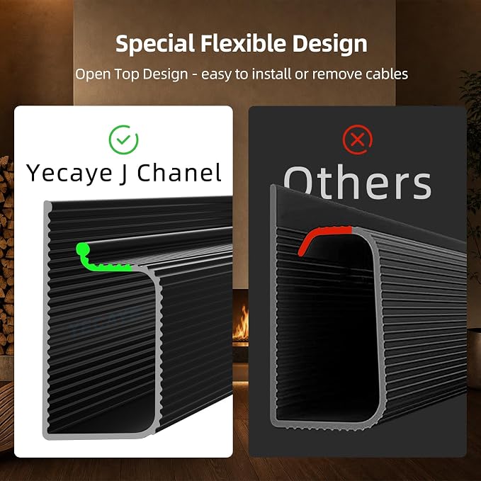 YECAYE Cable Management, 6 Pack, Black | Cord Organizer;Adhesive Mount;No-Drill Under Desk Wire Management;for Home Office;Baby proofing