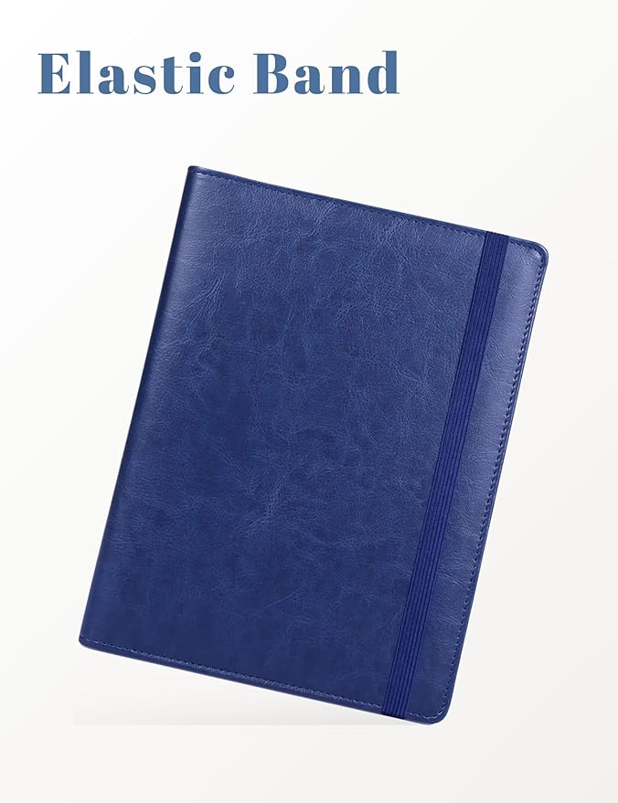 Small Padfolio Clipboard A5 Folder for Writing Pad Refillable 5 x 8 Note pad, Mymazn Faux Leather Clipboard Folder Junior Size Portfolio 5x8 Folio Clip Board (Blue)