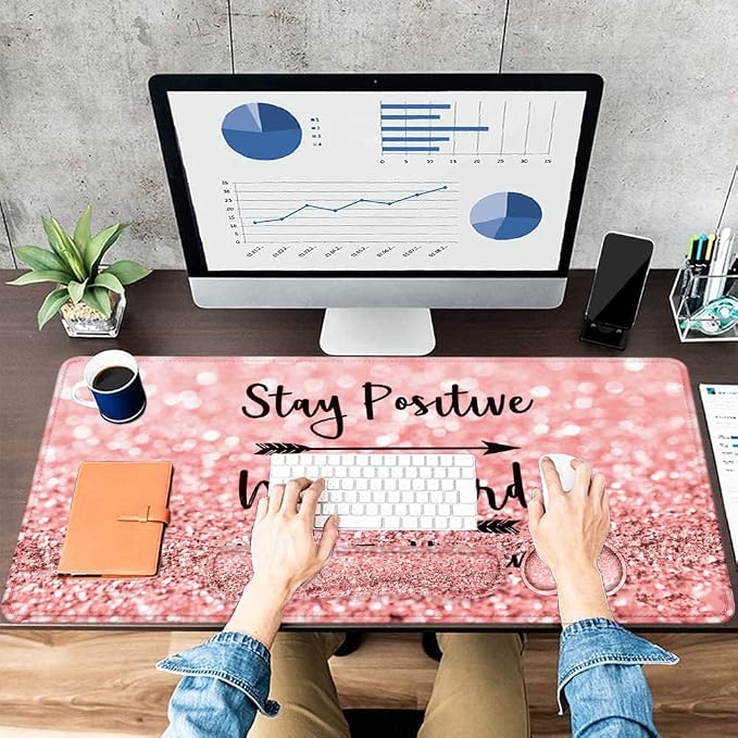 LATEEFAH Mouse Pad with Wrist Rest, Desk Mat + Keyboard Wrist Rest Set, Desk Pad for Keyboard and Mouse, 4-in-1 Large Mouse Pad with Wrist Support for Office, Home