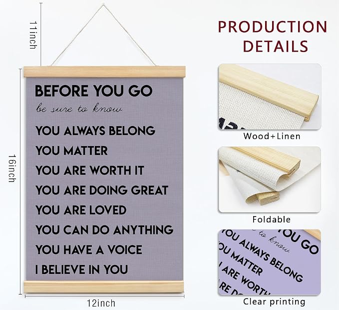 Mental Health Positive Affirmations Inspirational Wall Art Decor, Therapist Nurse Office Signs Wall Art Decor For Office Kids Teen Girls Room Bedroom Playroom Wall Decor Wood Posters Framed(purple)
