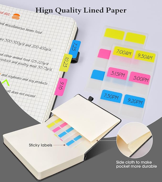 Ansopu Graph Paper Notebook Journal, 360 Numbered Pages Grid Notebooks 8.5 x 11, Thick 100gsm Paper Graphing Journals for Women Men, A4 Large Hardcover Graph Leather Journals for Writing Black