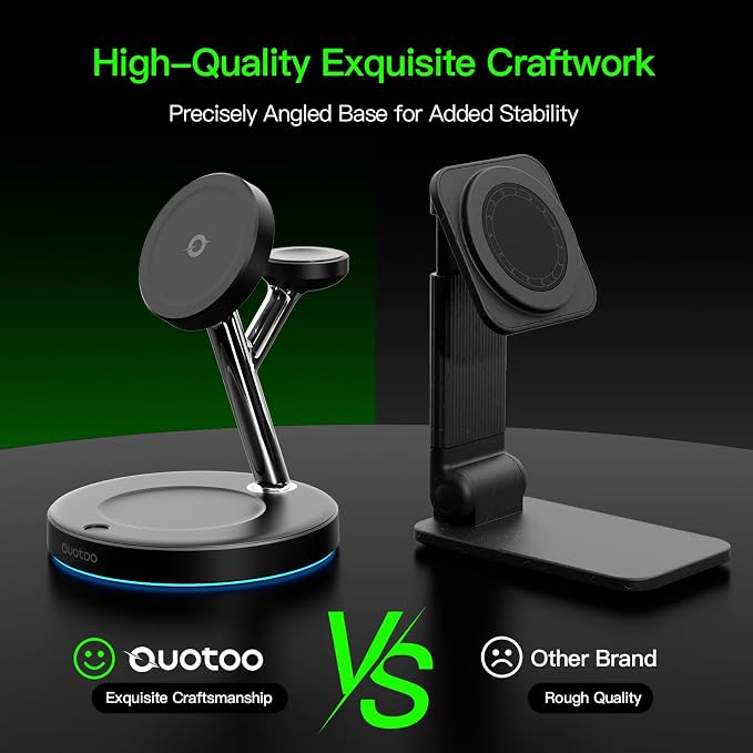 Wireless Charger 3 in 1 for iPhone, Magnetic Charging Station for Apple Family with Adjustable Blue Ambient Light, 15W Fast MagSafe Charger Stand,for iPhone17-12-iWatch AirPods Series