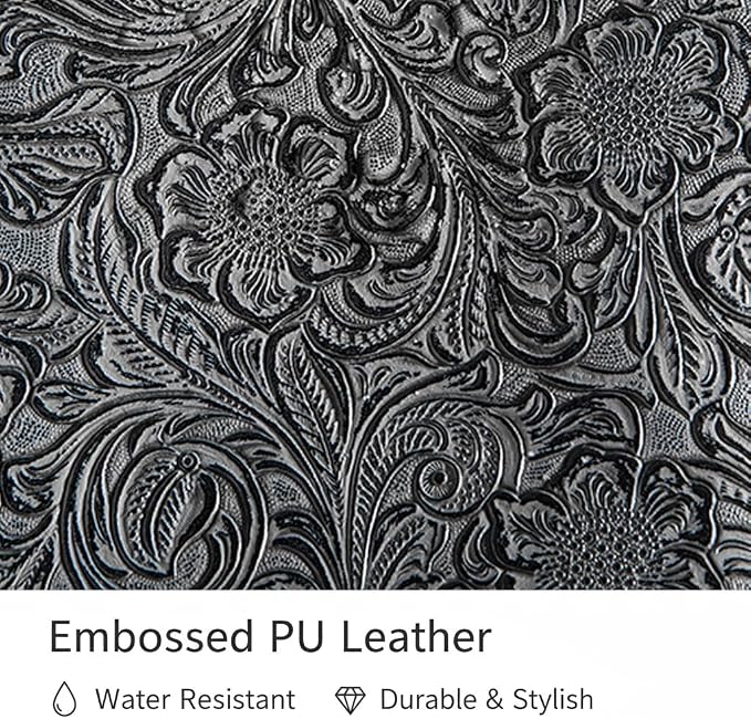 Kinmac Embossed PU Leather 360° Heavy Duty Protective Laptop Sleeve with Poacket (Paisley Grey, 14 inch-14.6 inch)