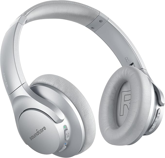 Soundcore Anker Life Q20 Hybrid Active Noise Cancelling Headphones, Wireless Over Ear Bluetooth Headphones, 60H Playtime, Hi-Res Audio, Deep Bass, Foam Ear Cups, Travel, Office, USB-C Charging
