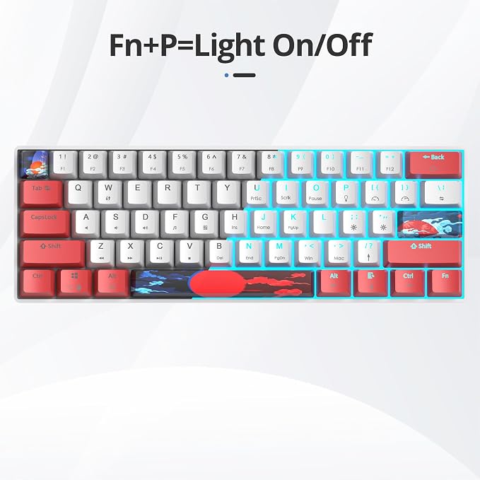 60 Percent Gaming Keyboard 61 Keys Wired Mechanical Keyboard Ultra Compact Key Board Red Switch LED Backlit for Windows Laptop Gamer