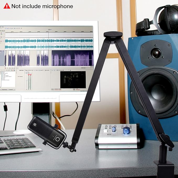 Blue Yeti Boom Arm with Extension Tube - Mic Boom Arm Compatible with Blue Yeti, Adjustable Boom Height Microphone Stand for HyperX QuadCast, Shure MV7, Rode, and Most Gaming Mic By SUNMON