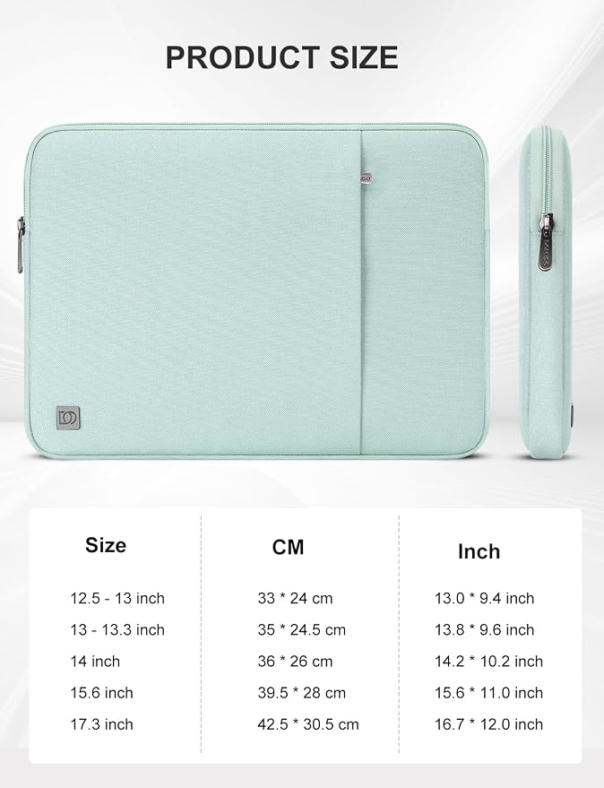 DOMISO Laptop Case Laptop Sleeve Cover Compatible with 14 inch MacBook Pro M4/M3/M2/M1 Pro/Max 2024-2021, Compatible with 13.3 inch HP Dell ASUS Notebook, Water-Resistant Bag with Pocket, Mint Green