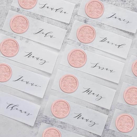 UNIQOOO Wax Seal Stickers - 3D Floral Wedding Invitation Envelope Seal Sticker, 50 Pcs Self- Adhesive Flower Blush Pink Stickers, Perfect for Invitation, Christmas, Gift Wrapping