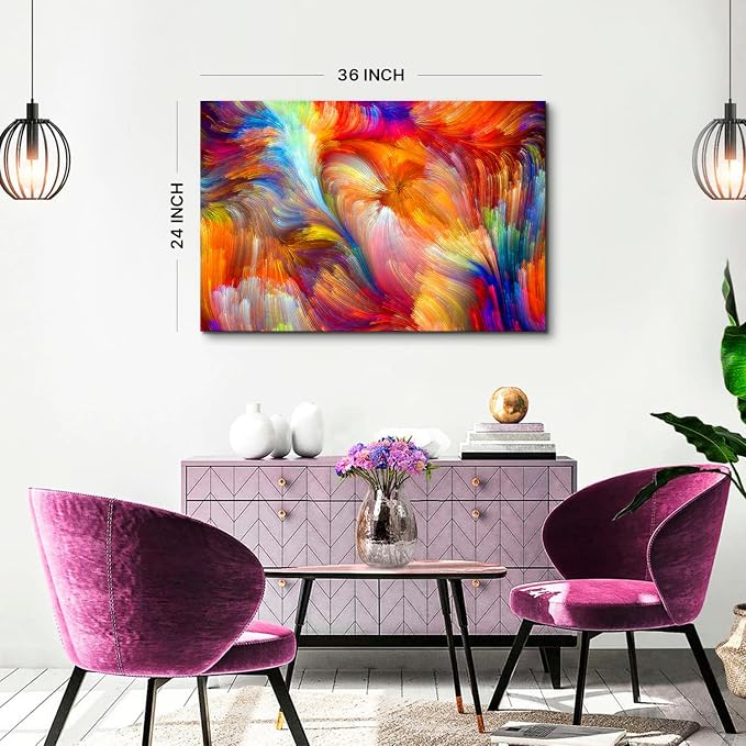 Large Colorful Abstract Wall Art Rainbow Wall Decor Modern Farmhouse Kitchen Decor Aesthetic Poster Watercolor Fluid Canvas Prints Painting Contemporary Artwork Bedroom Hallway Home Decorations 24x36”