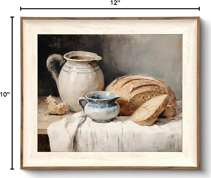 Framed Canvas Wall Art Room Decor, Vintage Sourdough Bread Kitchen Art Farmhouse Wall Decor, Rustic Vintage Painting Prints Wall Decor Picture for Kitchen, Dining Desktop Decor - 10x12Inch