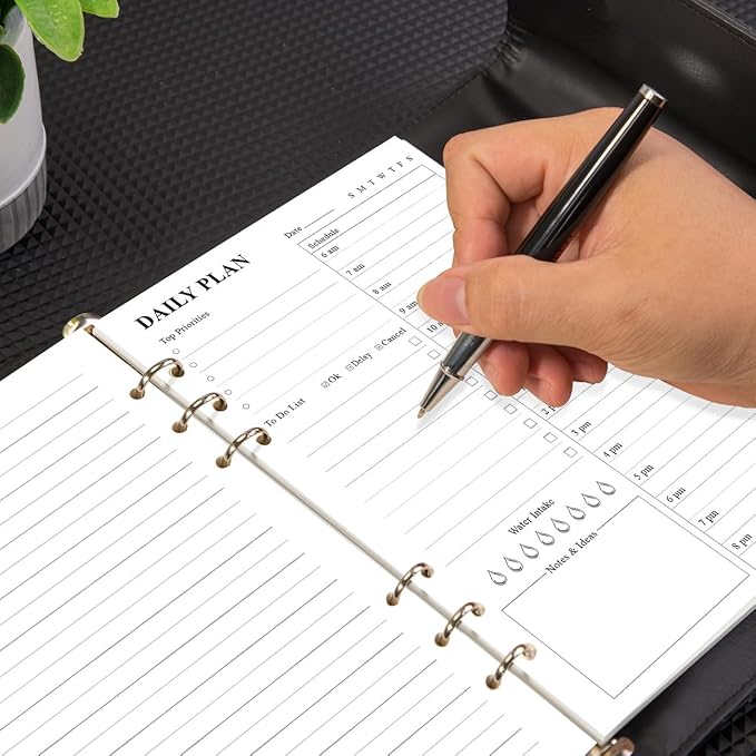 (3-Pack) Undated Daily Planner Refill - A5 To Do List Insert, 300 Sheets/600 Pages Planner and Lined Refill, 6-Hole Punched, 100 gsm White Paper, 5.8'' x 8.3''