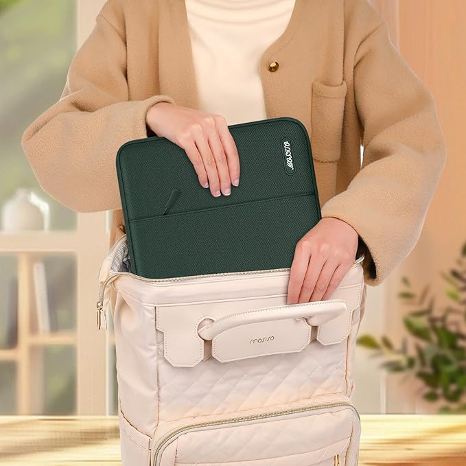MOSISO Laptop Case 14 inch, 14 inch Laptop Sleeve Compatible with HP Lenovo Dell ASUS Acer, HP Stream, Dell Latitude, Lenovo IdeaPad, Polyester Vertical Computer Sleeve Bag with Pocket, Midnight Green