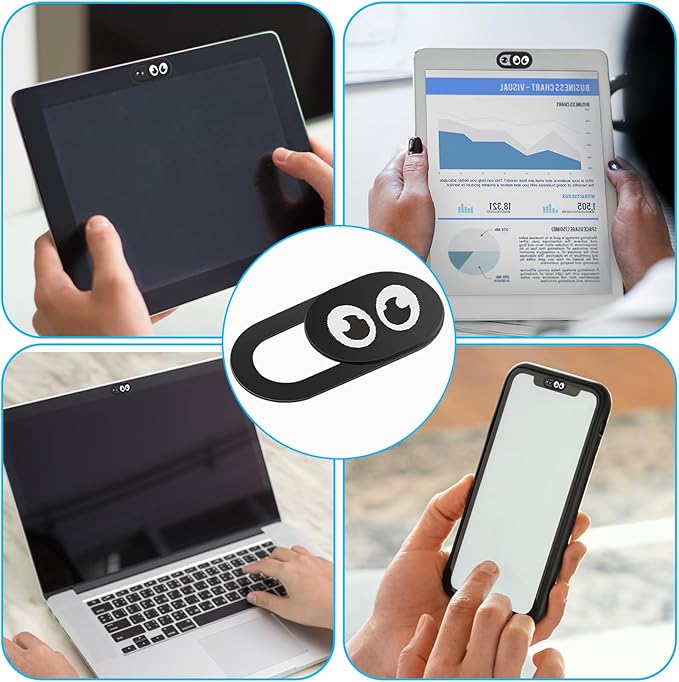 Thin Webcam Cover Slide, 8PCS Phone Camera Cover Laptop Camera Blocker Slider Strong Adhesive Protect Privacy Security Compatible with Tablet Desktop PC Smartphones(Eye)