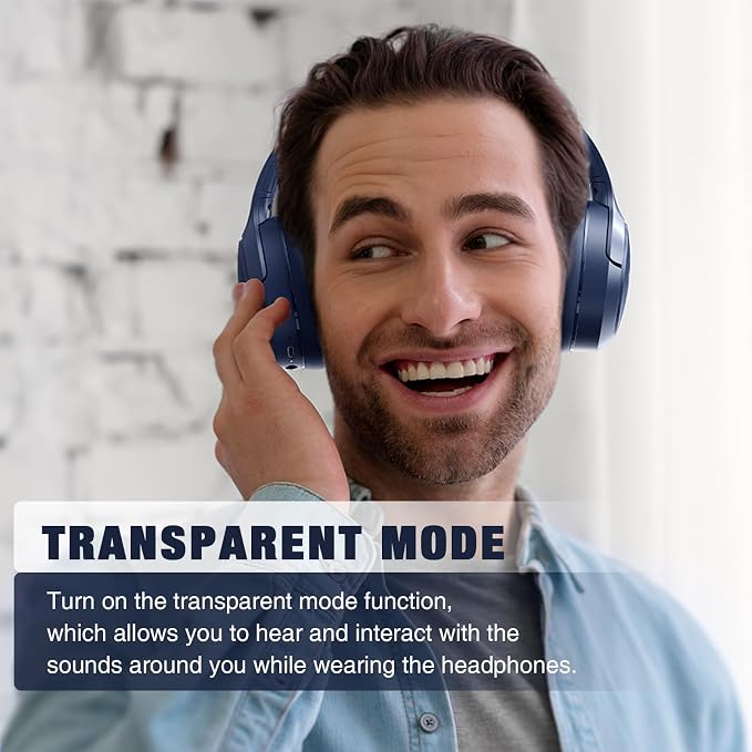 RUNOLIM Hybrid Active Noise Cancelling Headphones, 100H Playtime, Built-in Microphone, Bluetooth Wireless Over Ear Foldable Headphones with HiFi Audio, Home Travel Office